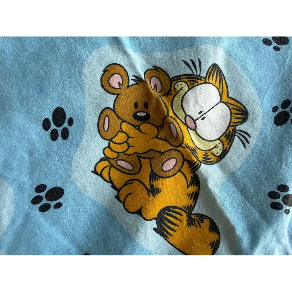 Vintage‎ Garfield Standard Pillowcase Blue Flower Heart Paw Print Odie